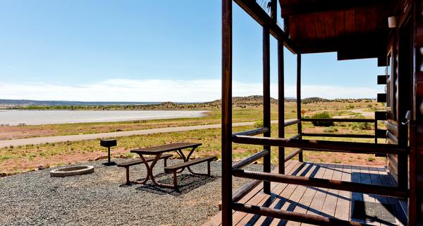 A view from the front porch of the cabin at Lyman Lake State Park