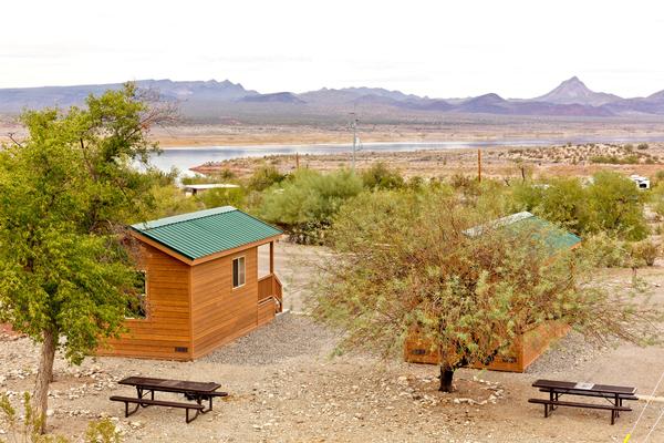 Alamo Lake Camping Cabins set in the desert